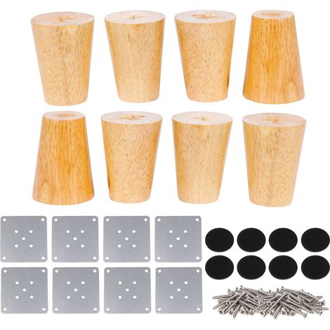 8 pieds de meuble, rehausseurs de pieds de table, accessoires pour canapé, ronds en bois, 8 x 5,8 x 3,8 cm (1/5)
