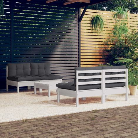 5-tlg. Garten-Lounge-Set mit Anthrazit Kissen Kiefernholz (1/5)