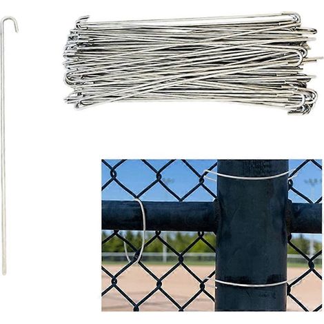 Packung mit 100 Drahtgitterzaunclips, hochbelastbare Befestigungsdrähte, Hakenclips für 26,7 cm (10,5 Zoll) Maschenzäune (1/5)