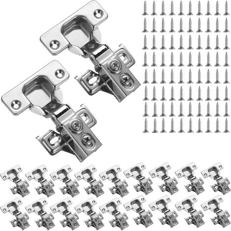 Furniture Hinges, 20 Pack Stainless Steel Soft Close Hinges for Kitchen Cabinet Door Hinges with Fixing Screws (1/5)