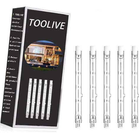 Dimmable R7S 118mm 300W Ampoule Halogène Crayon AC220-240V 5900lm J118 Projecteur Halogène Linéaire pour l’éclairage de paysage, sécurité, lampadaire (Lot de 5, Blanc Chaud 2800K) [Classe énergétique (1/5)
