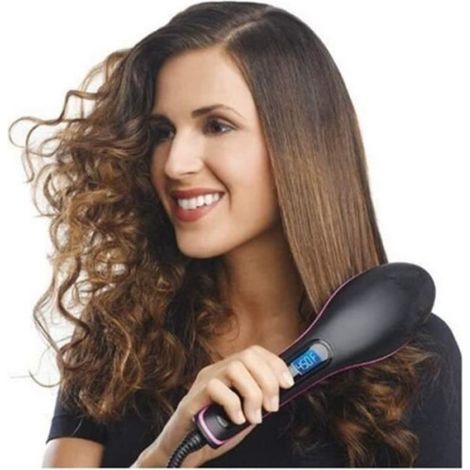 1 Brosse Lissante, Chauffage Rapide 130-280℃, Fonction Ionique, Affichage LED, Pour Cheveux Crépus (1/4)