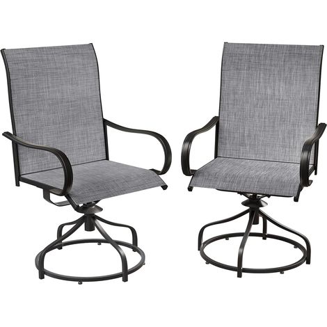Lot de 2 chaises de jardin pivotantes à 360°,Fauteuil d'extérieur,Résistantes aux intempéries et à la rouille- Gris (1/5)