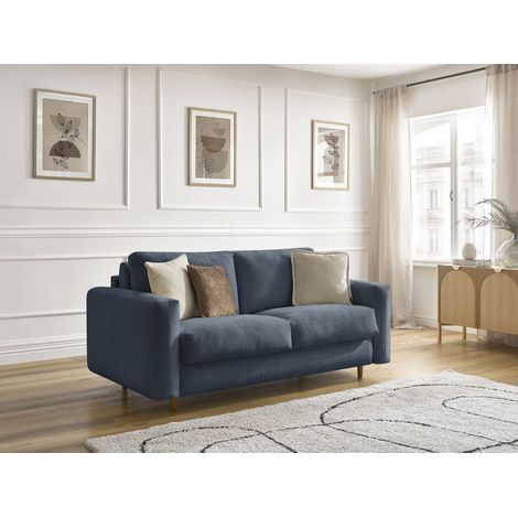 BOBOCHIC - Canapé droit convertible NOUVEAU COCOONE ouverture express tissu texturé 160x200 Bleu foncé (1/5)