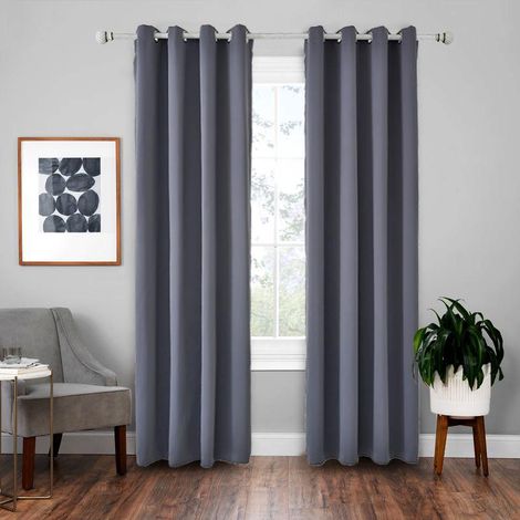 Rideaux thermiques occultants 140x 240 cm, lot de 2, insonorisés et calorifuges, pour fenêtres, chambres, baies vitrées, gris foncé (1/5)