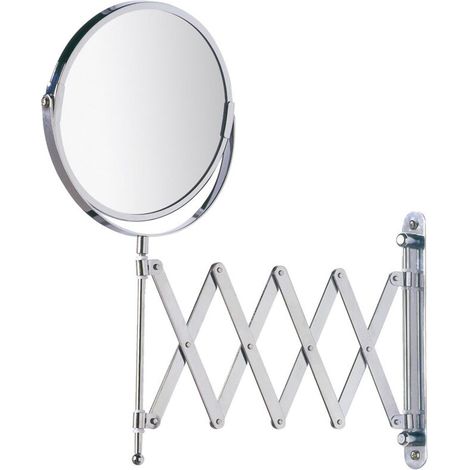 Miroir grossissant mural 15165100 – Diamètre 16 cm – Grossissement 3x – Bras télescopique 50 cm – Acier inoxydable et verre chromé