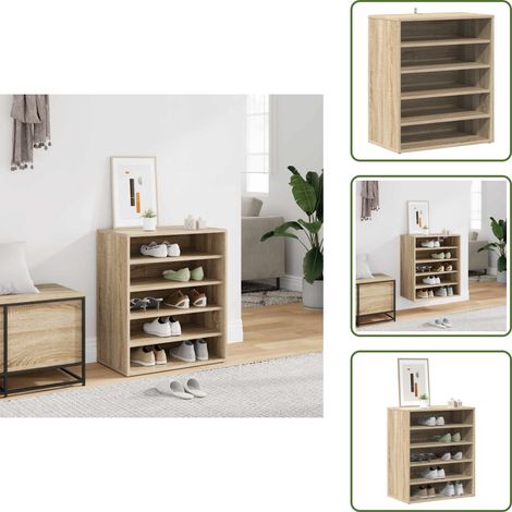 Armoire à chaussures Chêne sonoma 60x35x70 cm Bois d’ingénierie - Meuble À Chaussures - Rangement Chaussures - Étagère Chaussures - Armoire Chaussure - Organiseur Chaussures (1/5)