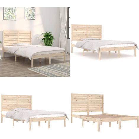 Cadre de lit sans matelas 135x190 cm bois massif - Lit sans matelas - Bois de pin massif (1/5)