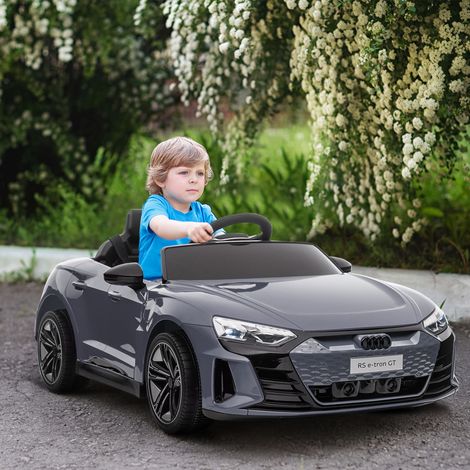 Kinder-Elektroauto mit Fernbedienung, Sicherheitsgurt, Hupe, Musik, Scheinwerfer, bis 5 km/h, 3-5 Jahre, Grau
