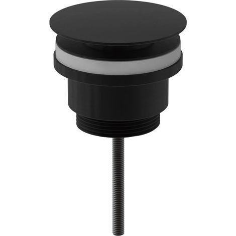Universal Push Basin Waste Click Clack in Matt Black Finish Bathroom Sink Drain (1/2)