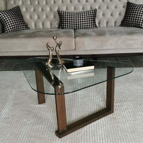Dmora - Wohnzimmertisch Astoria, Niedriger Wohnzimmertisch, Kaffeeregal, Couchtisch für Sofa, 96x81h41 cm, Nussbaum, mit verstärkter Verpackung (1/5)