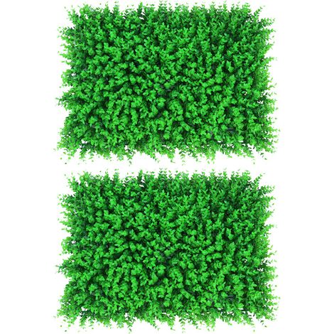 2 decoraciones de pared para interior/exterior, para valla de jardín, pared verde artificial, eucalipto, 60 x 40 cm (1/5)