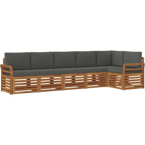 Set divano sezionale con cuscino 6 pcs Naturale e Antracite vidaXL