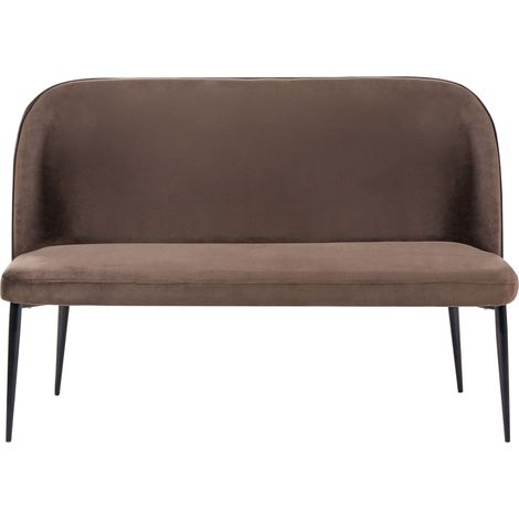 Panca da Cucina a 2 Posti in Velluto con Gambe in Metallo Nero Marrone Scuro Osby (1/5)