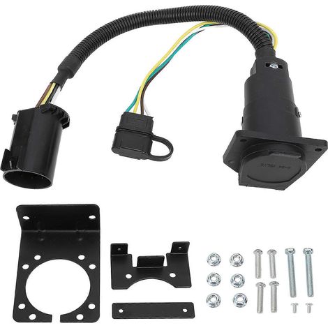 Adaptateur de remorque 624V 7 broches vers 7 broches et 4 broches, connecteur de faisceau de remorque rétractable avec support de montage, compatible avec les remorques, les camping-cars et les fourgo (1/5)
