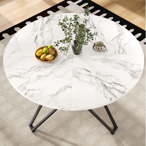 tavolo pranzo rotondo 100 cm MDF effetto marmo nero OKMYHOME (1/5)