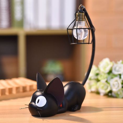 Veilleuse décorative en résine représentant un chat Kiki, ornement en forme de chat. (1/4)