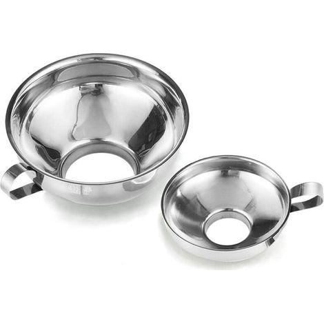 2 Stück Edelstahltrichter Marmeladentrichter Lebensmitteltrichter Küchentrichter Küchentrichter zum Umfüllen von Pulver Flüssigkeiten Bohnen und Marmeladen, 2 Größen (1/4)