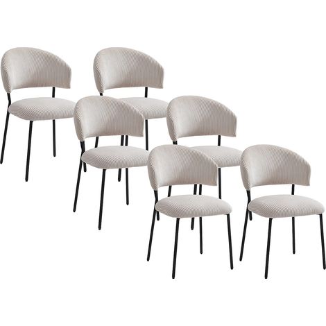 Sedia in Velluto coste e Metallo Nero Beige - Lotto di 6 - ALAYIS (1/5)
