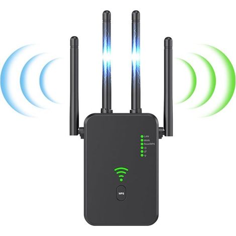 Répéteur Wifi Amplificateur Puissant Dual Band 1200 Mbps, Extender Sans Fil 5Ghz & 2.4Ghz, Booster Compatible Mode Repe pour Réseau Domestique (1/4)