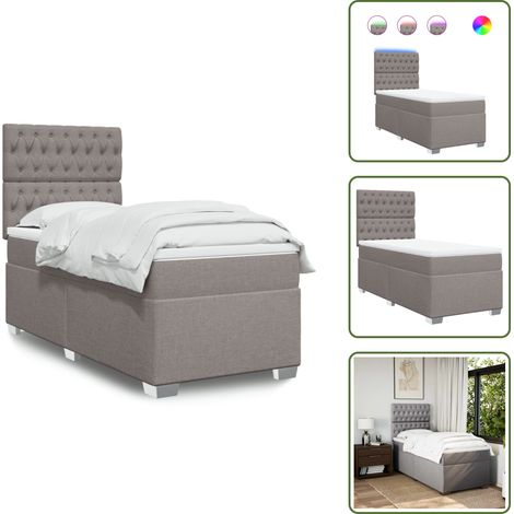 Boxspringbett mit Matratze Taupe 80x200 cm Stoff - Boxspringbett - Doppelbett - Liegefläche 80x200 Cm - Kopfteil - LED Beleuchtung (1/5)