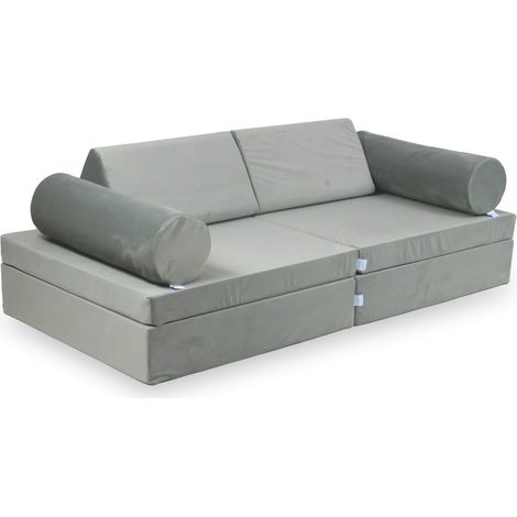 Canapé de jeu Montessori Comfort en velours gris (1/5)