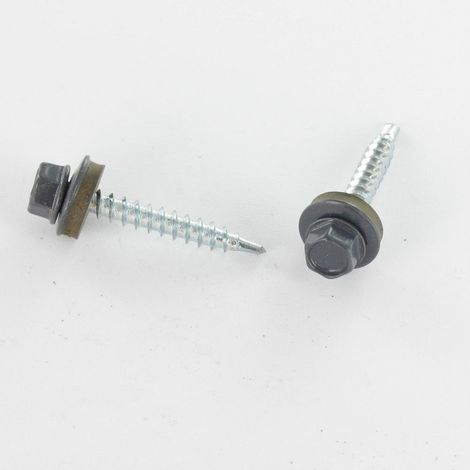 Vis autoperceuse Tête hexagonale TH 4.8X35 Rondelle d'étanchéite EPDM Acier zingué RAL7015 gris ardoise-100 pièces
