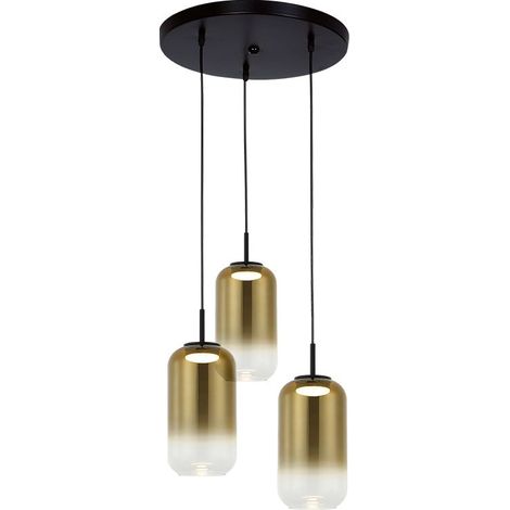 Suspension Luminaire LED D380 36W Noir et Doré Zambelis - Blanc chaud - 3000K