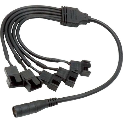 Professioneller DC5521 auf 4-Pin Lüfterverlängerungskabel-Splitter, unterstützt 2, 3, 4 und 5 Anschlüsse, 37 cm Länge, mehrfarbig (Typ 4) (1/5)