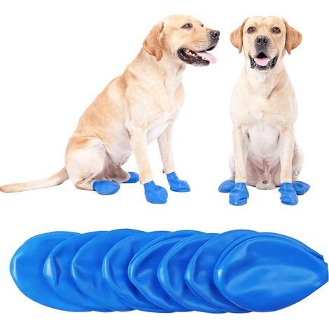 Chaussures pour chiens, bottes bleues imperméables pour chiens, bottes en caoutchouc, bottes de neige, protège-pattes pour chiots, silicone biodégradable, sûres et écologiques (1/4)