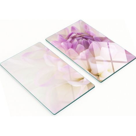 Tableros decorativos multifuncionales de vidrio templado, color blanco dahlia, 2x30x52 cm.