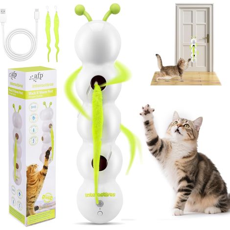 Interactive Cat Toy with Suction Cup, Wireless Intelligent Movement Wurm, Wall and Window Attachment Toy for Bored Indoor Cats (1/5)