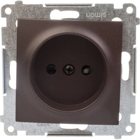 Simon 54 Einzelsteckdose b/u 16A IP20 mit Schienenverschluss, mattbraun DG1Z.01/46