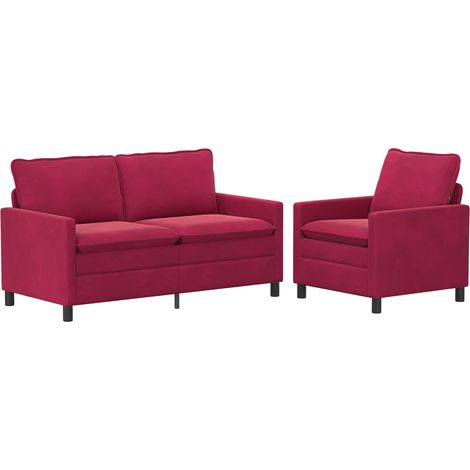 Set di divani 2 pz Rosso Vino Velluto vidaXL (1/5)