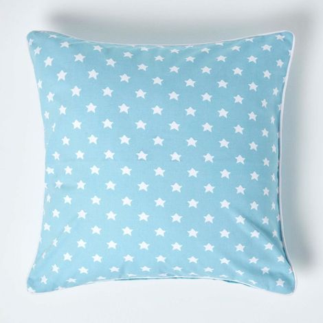 HOMESCAPES Cotton Blue Stars Cushion Cover, 60 x 60 cm
