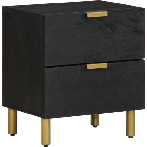vidaXL Comodino Nero 40x33x46 cm in Legno Massello di Mango (1/5)