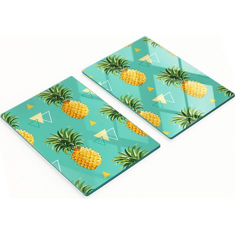 Juego de tablas de cocina de vidrio templado con estampado de piña, 2 x 40 x 52 cm. (1/5)