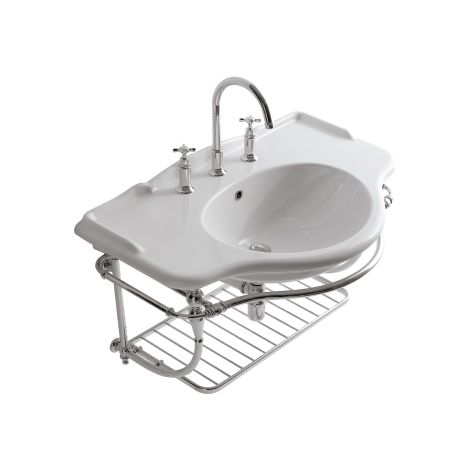 Struttura Paestum sospesa in ottone con lavabo cm. 90x56 bianco