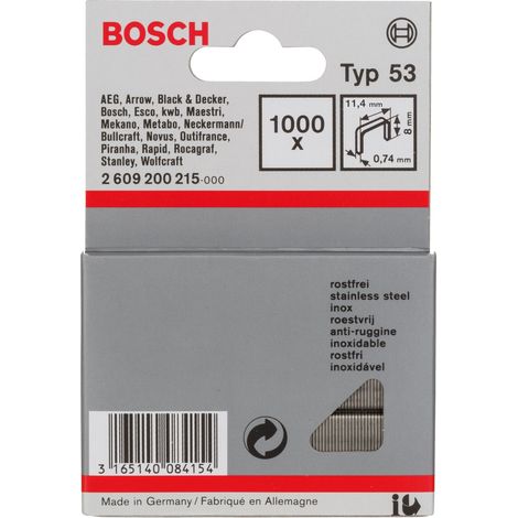 Grapa de alambre fino tipo 53 inoxidable Modelo 53  BOSCH 2609200215