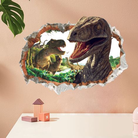 Sticker mural 3D dinosaure, chambre, salon, chambre (1/5)