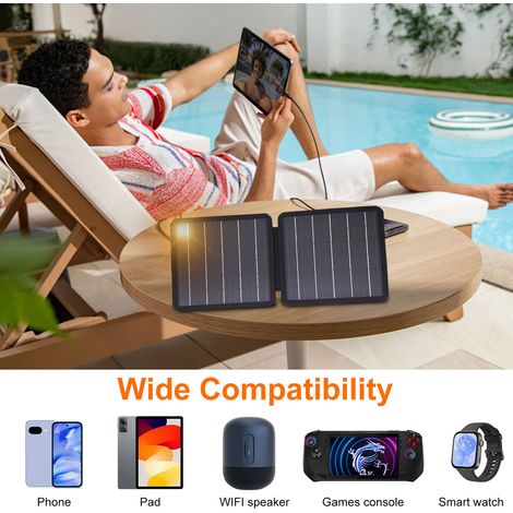Sac de chargeur de panneau solaire pliable 10W, étanche IP65, Portable, USB et Type-C, double sortie, pour téléphones, banques d'alimentation, camping, sauvegarde à domicile