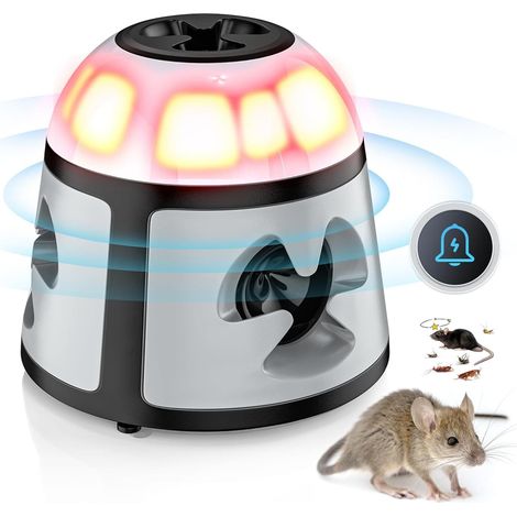 Repellente per topi e ratti a ultrasuoni a 360°, potente repellente per topi e ratti a ultrasuoni con spina, repellente per scoiattoli a ultrasuoni con luci a LED, anti roditore per protezione interna (1/5)