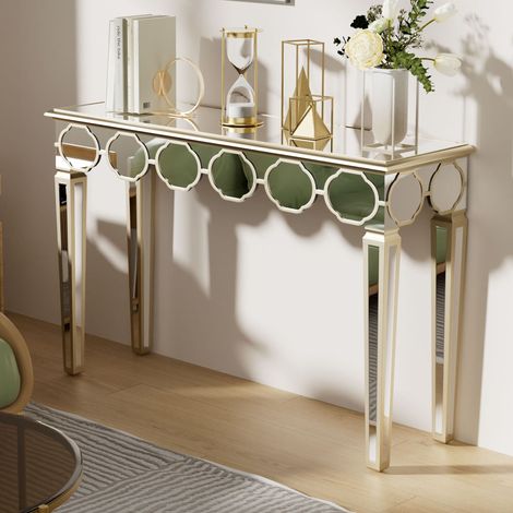 Large Mirrored Console Table Embedded Arranged Lanterns Shape (1/5)