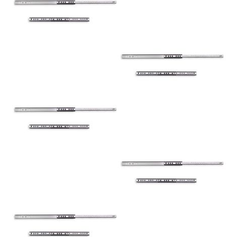 Emuca Lotto di 5 set guide per cassetti, a sfera, altezza 17 mm, profondità 246 mm, estraibili, Zincato bianco