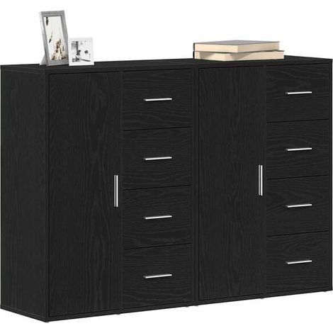 Buffet 2 Portes en Chêne Noir, Meuble de Rangement Bas 60x31x84 cm, Bois d'Ingénierie Robuste pour Salon, Entrée ou Cuisine (1/5)