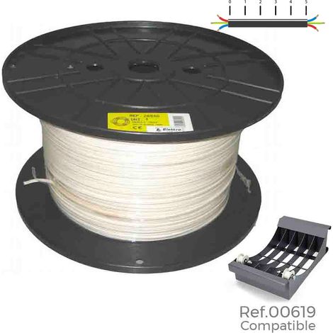Manguera tubular h05vv-f 2 x 1,00 mm² blanca, 400 m. (bobina grande)