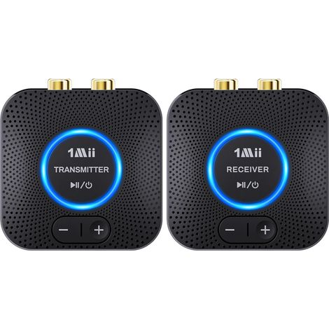 2.4GHz (1 TX + 1 RX), Emetteur Récepteur Audio sans Fil Transmetteur  pour TV/ PC vers Chaîne Hi-FI, Contrôle du volume, Faible Latence pour Amplificateur/ Home Cinéma, RCA et 3,5mm AUX In/Out (1/5)