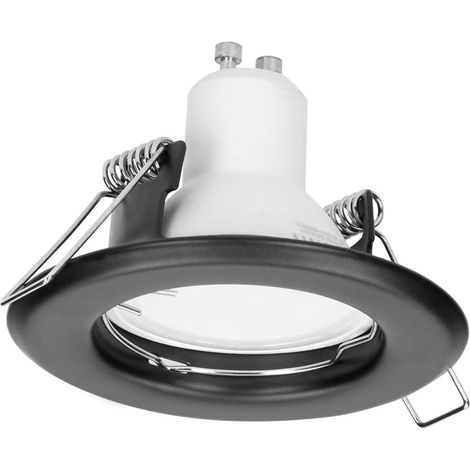 Support Spot GU10/MR16 Encastrable Rond Acier Noir - SILAMP (1/2)