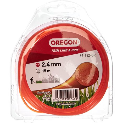 Fil de débroussailleuse 2.4 mm Orange Rond, 2.4mm x 15m (1/5)
