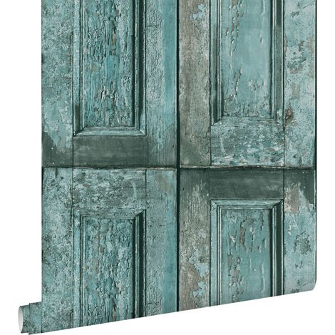 papier peint portes à panneaux turquoise - ESTAhome (1/5)